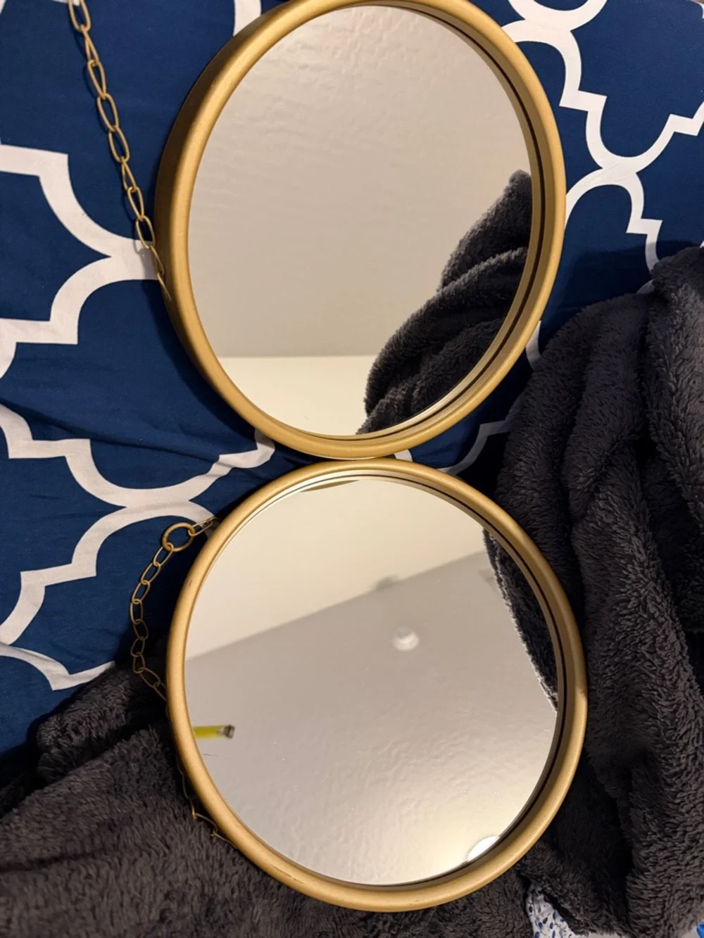 Gold Hanging Round Wall Mirrors (Set of 2)